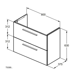 Ideal Standard i.Life S - Meuble sous lavabo, 800x375x630 mm, 2 tiroirs, sable mat T5295NF