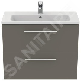 Ideal Standard i.Life S - Meuble sous lavabo, 800x375x630 mm, 2 tiroirs, quartz gris mat T5295NG