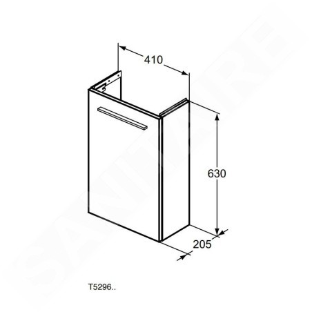 Ideal Standard i.Life S - Meuble sous lave-mains, 410x205x630 mm, chêne à café T5296NW