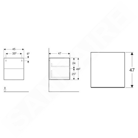 Geberit ONE - Armoire latérale, 450x492x470 mm, 2 tiroirs, blanc brillant 505.077.00.1