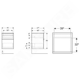 Geberit iCon - Armoire latérale, 450x600x476 mm, 2 tiroirs, blanc brillant 502.315.01.2