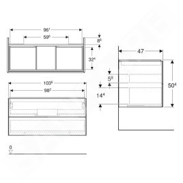 Geberit ONE - Meuble sous lavabo 104x50x47 cm, 2 tiroirs, blanc brillant 505.264.00.1