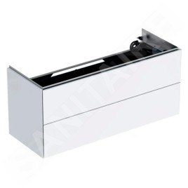 Geberit ONE - Meuble sous lavabo 1045x465x395 mm, 2 prises, avec un éclairage LED et commande de vidage, blanc brillant