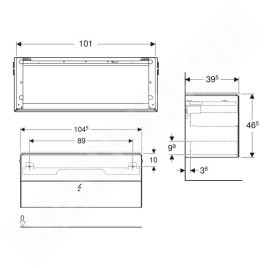 Geberit ONE - Meuble sous lavabo 1045x465x395 mm, 2 prises, avec un éclairage LED et commande de vidage, blanc brillant
