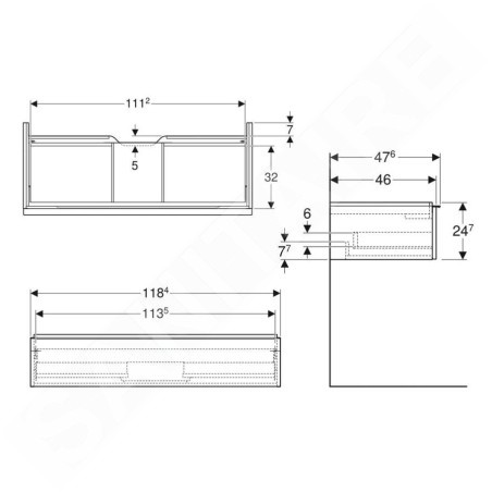 Geberit iCon - Meuble sous lavabo 1184x247x476 mm, 1 tiroir, blanc brillant 502.313.01.2
