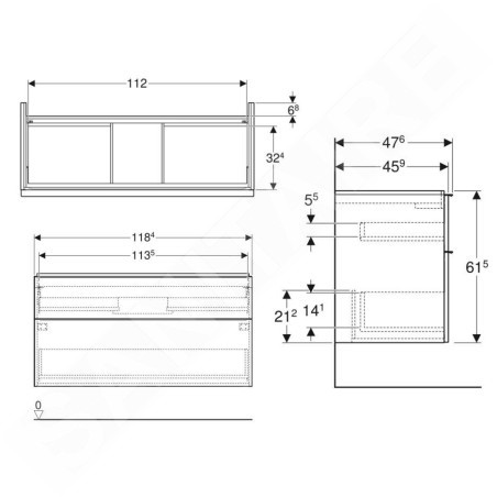 Geberit iCon - Meuble sous lavabo 1184x615x476 mm, 2 tiroirs, blanc brillant 502.306.01.2