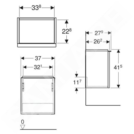 Geberit iCon - Meuble sous lavabo 370x415x279 mm, 1 porte, charnières à gauche, blanc brillant 502.301.01.2
