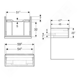 Geberit iCon - Meuble sous lavabo 592x247x476 mm, 1 tiroir, blanc brillant 502.310.01.2