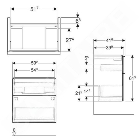 Geberit iCon - Meuble sous lavabo 592x615x416 mm, 2 tiroirs, blanc brillant 502.307.01.2