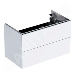 Geberit ONE - Meuble sous lavabo 745x465x395 mm, 2 tiroirs, éclairage LED et commande de vidage, blanc brillant 500.381.01.1