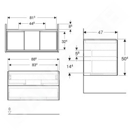 Geberit ONE - Meuble sous lavabo 89x50x47 cm, 2 tiroirs, blanc brillant 505.263.00.1