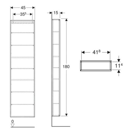 Geberit iCon - Armoire haute 1800x450x150 mm, 1 porte, charnières G / D, miroir intérieur, blanc brillant 502.317.01.1