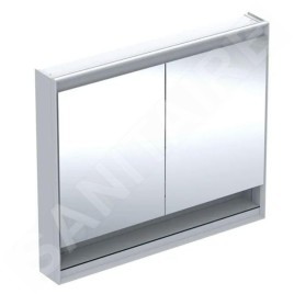 Geberit ONE - Armoire miroir avec éclairage LED, 1050x900x150 mm, 2 portes, avec niche, blanc 505.834.00.2