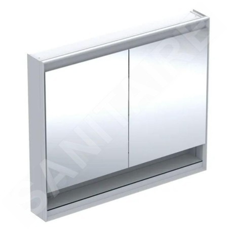 Geberit ONE - Armoire miroir avec éclairage LED, 1050x900x150 mm, 2 portes, avec niche, blanc 505.834.00.2