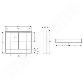 Geberit ONE - Armoire miroir avec éclairage LED, 1050x900x150 mm, 2 portes, avec niche, blanc 505.834.00.2