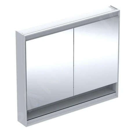Geberit ONE - Armoire miroir avec éclairage LED, 1050x900x150 mm, 2 portes, avec niche, aluminium 505.834.00.1