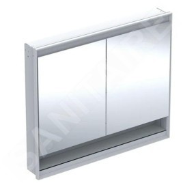 Geberit ONE - Armoire miroir avec éclairage LED, 1050x900x150 mm, 2 portes, avec niche, encastrée, blanc 505.824.00.2