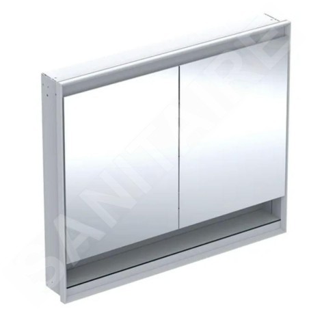 Geberit ONE - Armoire miroir avec éclairage LED, 1050x900x150 mm, 2 portes, avec niche, encastrée, blanc 505.824.00.2