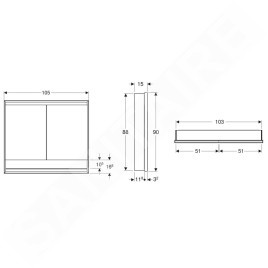 Geberit ONE - Armoire miroir avec éclairage LED, 1050x900x150 mm, 2 portes, avec niche, encastrée, blanc 505.824.00.2