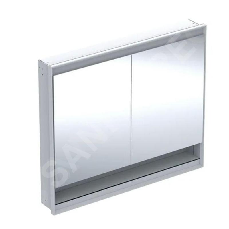 Geberit ONE - Armoire miroir avec éclairage LED, 1050x900x150 mm, 2 portes, avec niche, encastrée, aluminium 505.824.00.1 Geberit ONE - Armoire miroir avec éclairage LED, 1050x900x150 mm, 2 portes, avec niche, encastrée, aluminium 505.824.00.1