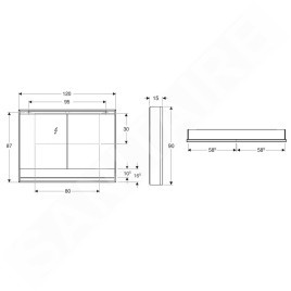 Geberit ONE - Armoire miroir avec éclairage LED, 1200x900x150 mm, 2 portes, avec niche, aluminium 505.835.00.1