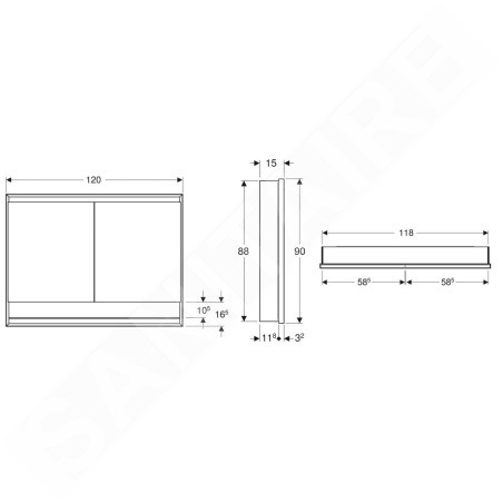 Geberit ONE - Armoire miroir avec éclairage LED, 1200x900x150 mm, 2 portes, avec niche, encastrée, blanc 505.825.00.2