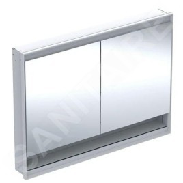 Geberit ONE - Armoire miroir avec éclairage LED, 1200x900x150 mm, 2 portes, avec niche, encastrée, aluminium 505.825.00.1