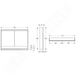 Geberit ONE - Armoire miroir avec éclairage LED, 1200x900x150 mm, 2 portes, avec niche, encastrée, aluminium 505.825.00.1