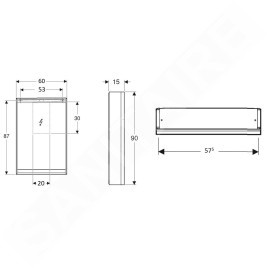 Geberit ONE - Armoire miroir avec éclairage LED, 600x900x150 mm, charnières à gauche, blanc 505.810.00.2