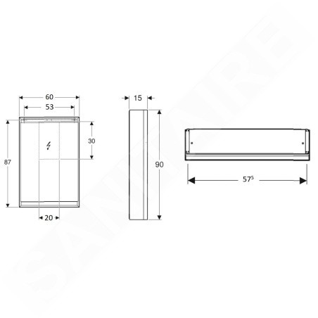 Geberit ONE - Armoire miroir avec éclairage LED, 600x900x150 mm, charnières à gauche, aluminium 505.810.00.1
