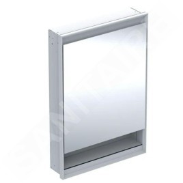 Geberit ONE - Armoire miroir avec éclairage LED, 600x900x150 mm, charnières à gauche, avec niche, encastrée, aluminium