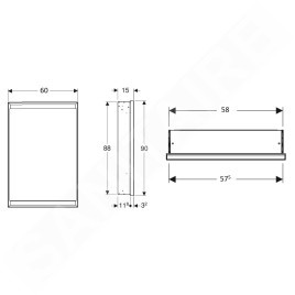 Geberit ONE - Armoire miroir avec éclairage LED, 600x900x150 mm, charnières à gauche, encastrée, aluminium 505.800.00.1