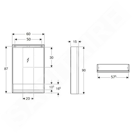 Geberit ONE - Armoire miroir avec éclairage LED, 600x900x150 mm, charnières à droite, avec de la niche, en aluminium