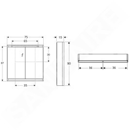 Geberit ONE - Armoire miroir avec éclairage LED, 750x900x150 mm, 2 portes, aluminium 505.812.00.1