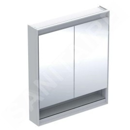 Geberit ONE - Armoire miroir avec éclairage LED, 750x900x150 mm, 2 portes, avec niche, blanc 505.832.00.2