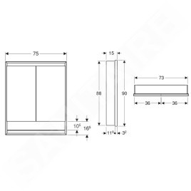 Geberit ONE - Armoire miroir avec éclairage LED, 750x900x150 mm, 2 portes, avec niche, encastrée, blanc 505.822.00.2