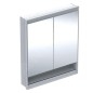Geberit ONE - Armoire miroir avec éclairage LED, 750x900x150 mm, 2 portes, avec niche, encastrée, aluminium 505.822.00.1