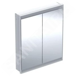 Geberit ONE - Armoire miroir avec éclairage LED, 750x900x150 mm, 2 portes, encastrée, aluminium 505.802.00.1