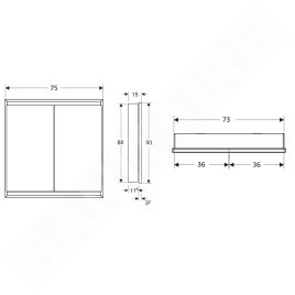 Geberit ONE - Armoire miroir avec éclairage LED, 750x900x150 mm, 2 portes, encastrée, aluminium 505.802.00.1