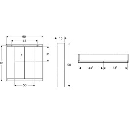 Geberit ONE - Armoire miroir avec éclairage LED, 900x900x150 mm, 2 portes, aluminium 505.813.00.1