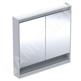 Geberit ONE - Armoire miroir avec éclairage LED, 900x900x150 mm, 2 portes, avec niche, blanc 505.833.00.2