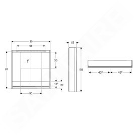 Geberit ONE - Armoire miroir avec éclairage LED, 900x900x150 mm, 2 portes, avec niche, blanc 505.833.00.2