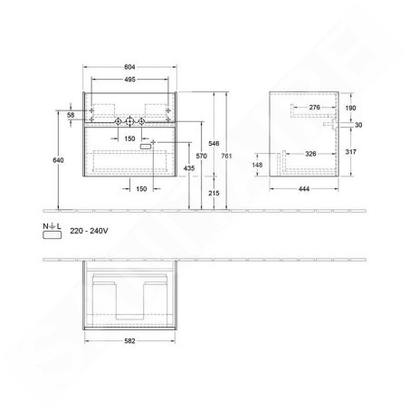 Villeroy & Boch Collaro - Meuble-vasque, 604x546x444 mm, 2 tiroirs, Glossy White C00900DH