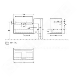 Villeroy & Boch Collaro - Meuble-vasque, 754x546x444 mm, 2 tiroirs, Glossy White C01000DH