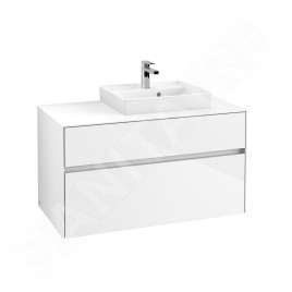 Villeroy & Boch Collaro - Meuble pour lavabo, 1000x548x500 mm, 2 tiroirs, Glossy White C01500DH
