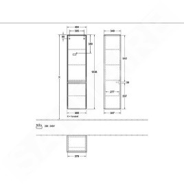 Villeroy & Boch Collaro - Armoire haute, 404x1538x349 mm, 2 portes, charnières à gauche, Glossy White C03300DH