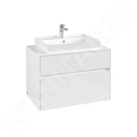 Villeroy & Boch Collaro - Meuble-vasque, 800x548x500 mm, 2 tiroirs, Glossy White C08000DH