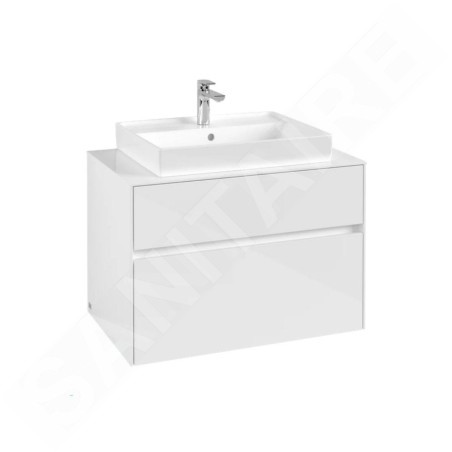 Villeroy & Boch Collaro - Meuble-vasque, 800x548x500 mm, 2 tiroirs, Glossy White C08000DH