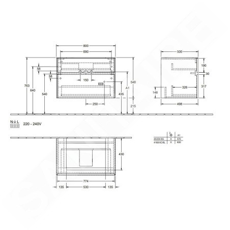 Villeroy & Boch Collaro - Meuble-vasque, 800x548x500 mm, 2 tiroirs, Glossy White C08000DH