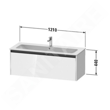 Duravit Ketho.2 - Meuble-vasque, 440x1210x480 mm, 1 tiroir, blanc brillant K25065022220000